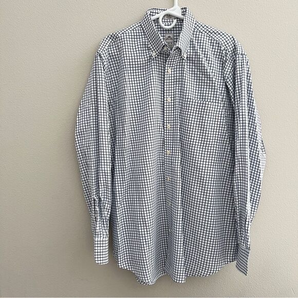 Peter Millar Other - Peter Millar Mens L Nanoluxe Easy Care White Blue Check Button Down Long sleeve